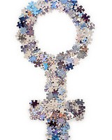 Female sign made from jigsaw puzzle pieces